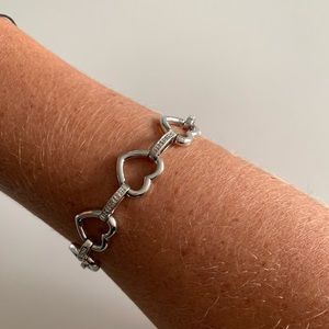 Sterling Silver Diamond accent heart bracelet